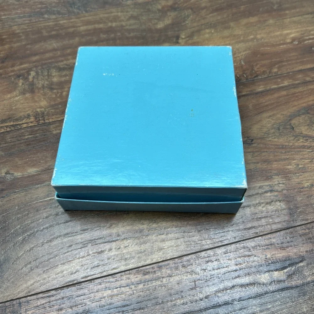 Tiffany & Co Jewelry Trinket Box Round Circle Pewter Blue Silver   AT&T Definity